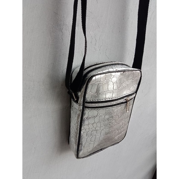 Tas selempang croco Zipper sillver TSC S Sling bag Zipper silver