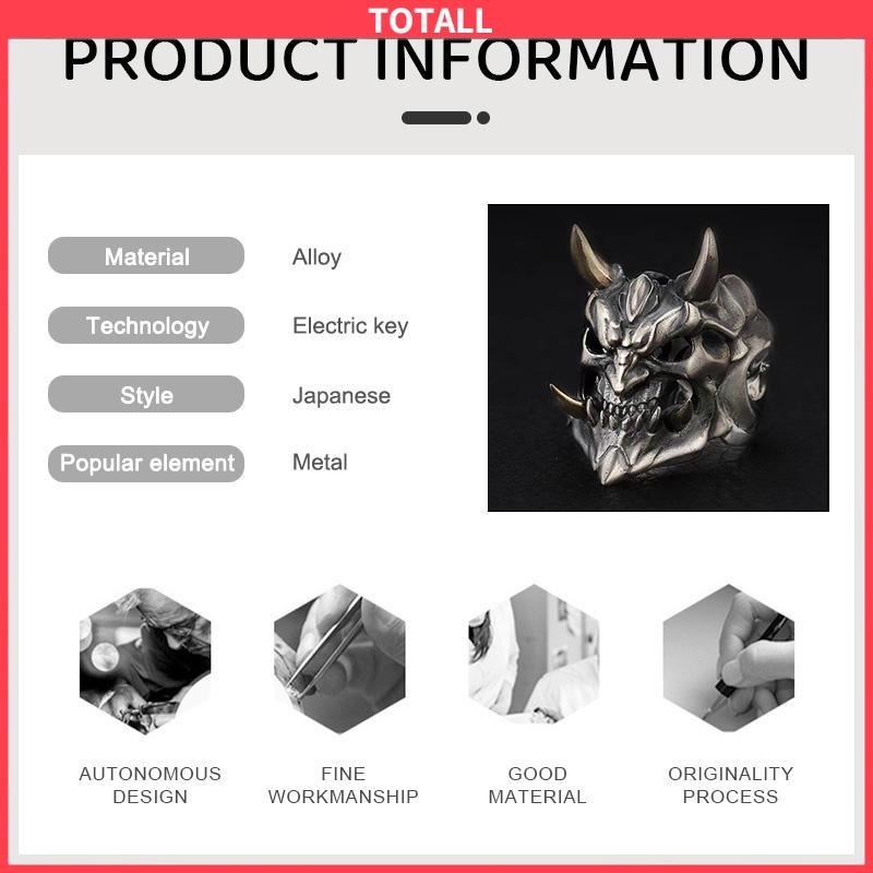 COD Cincin Topeng Paduan  Pembukaan Tengkorak Dapat Disesuaikan  Elektroplating  Cincin Dua Warna-Totall