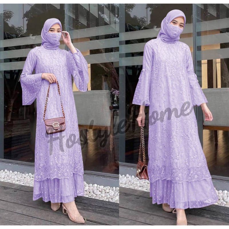 (NEW) ARILA - BAJU GAMIS MAXI FULL BRUKAT BROKAT DRESS UKURAN S M L XL XXL JUMBO UNTUK UNDANGAN KOND