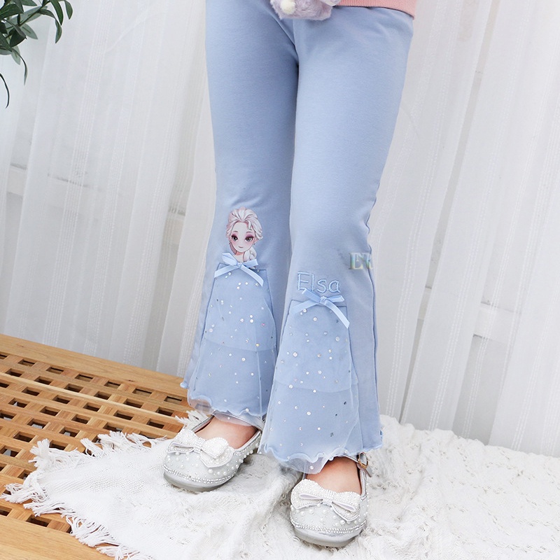 LNR Shop Legging Anak Perempuan Import 3D Motif Princess Frozen Elsa Alice Stella Lou Shellis May Celana Panjang Ketat Cutbray Skinny Autumn Kids Clothes Hot Pants Cartoon Stretch Bahan Katun Elastis Lejing Lejjing