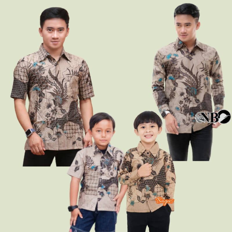 KEMEJA HEM BATIK PRIA MOTIF SEKAR IJO M L XL XXL