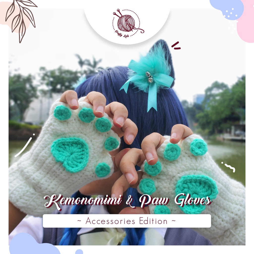 Sarung Tangan Kucing Lucu / Fingerless Cat Paw  Gloves Custom Cosplay