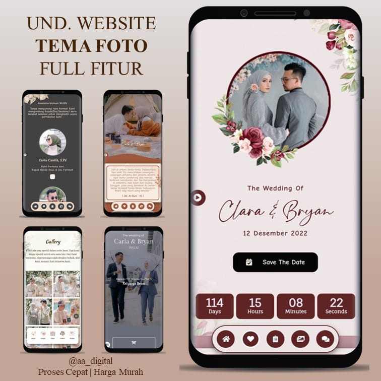 Undangan Digital Website Web Pernikahan Cantik,Rustic,Elegan,Unik