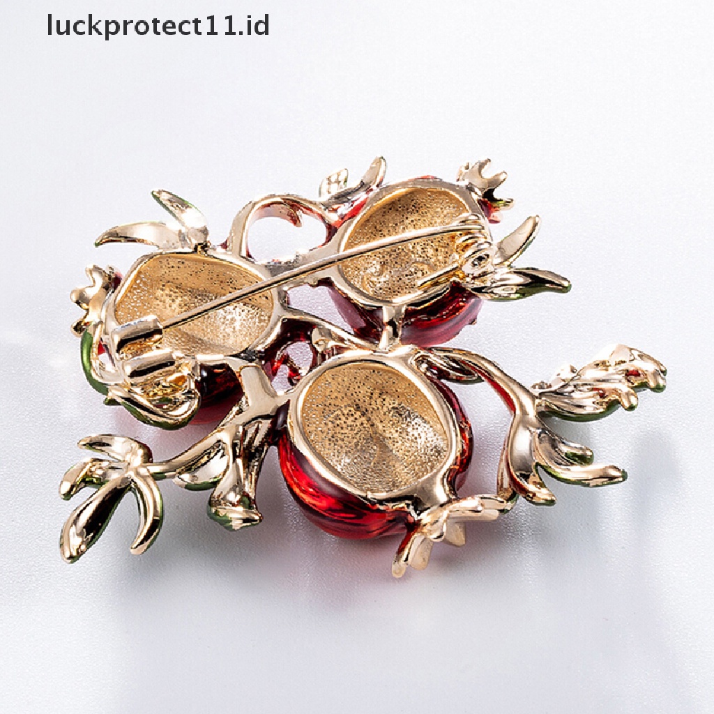 /Fashion Hot// Fashion// Trendi Enamel Buah Delima Bros Kerah Pin Pakaian Syal Lencana Perhiasan.