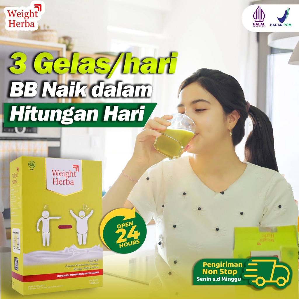 Weight Herba Paket 2 Box - Susu Kambing Etawa Tingkatkan Nafsu Makan Penambah Berat Badan Protein &amp; Kesehatan Pencernaan Tanpa Olahraga Menjaga Tekanan Darah Isi 200gr