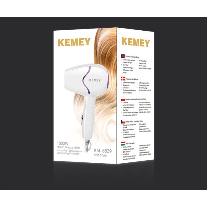 Hair Dryer Rambut Wanita Kemei KM-6839 Hair Care 1800 W