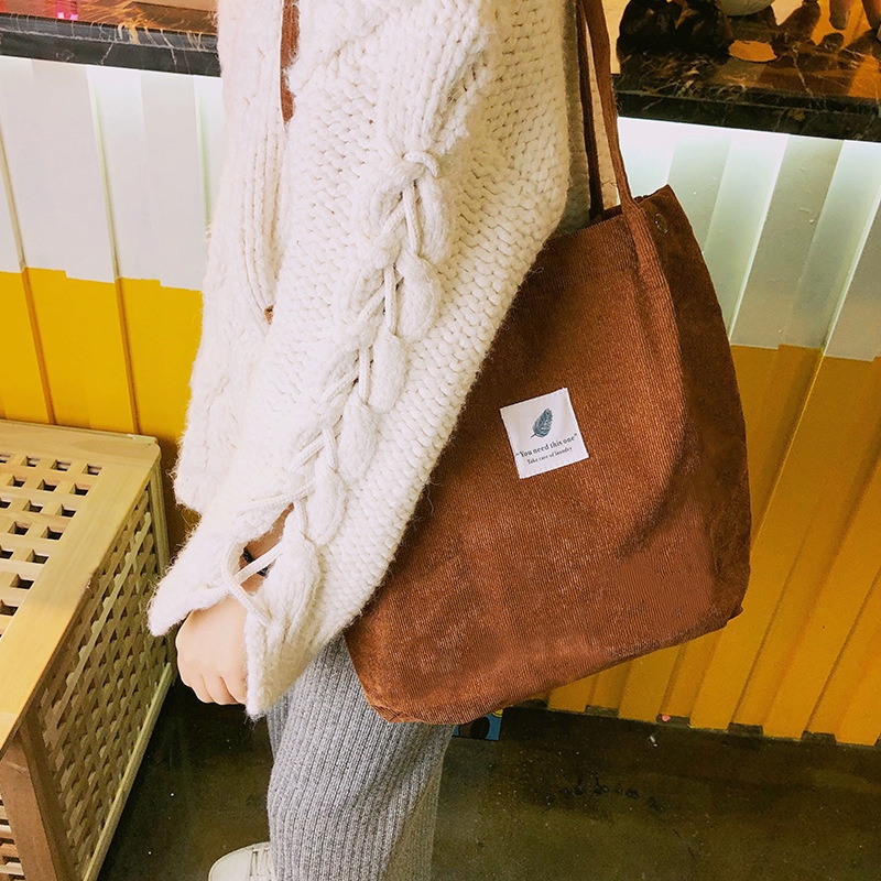 PEARCE Totebag Tas Tote Totorduroi Wanita Lucu Vintage Aesthetic Tote Bag You Need This One Remaja Corduroy Model Garis Tebal Kancing Magnet Import Korean Style Chikoisme NR