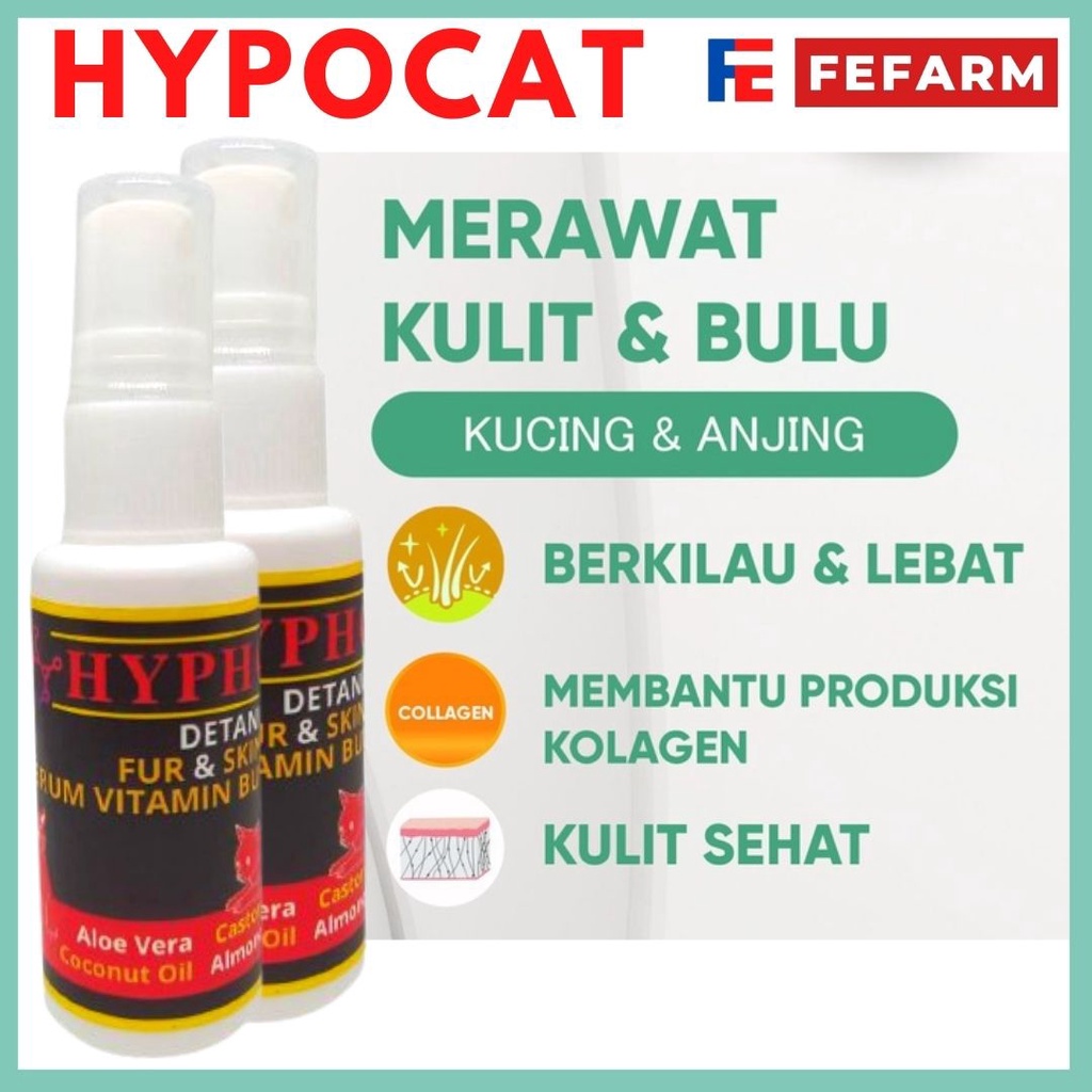 Penumbuh Bulu Kucing Vitamin Spray HYPOCAT Penumbuh dan Anti Rontok Bulu Kucing Spray Herbal Hair Tonic Spray FEFARM