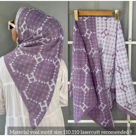 hijab voal motif denay HERM*S BOBA LILAC