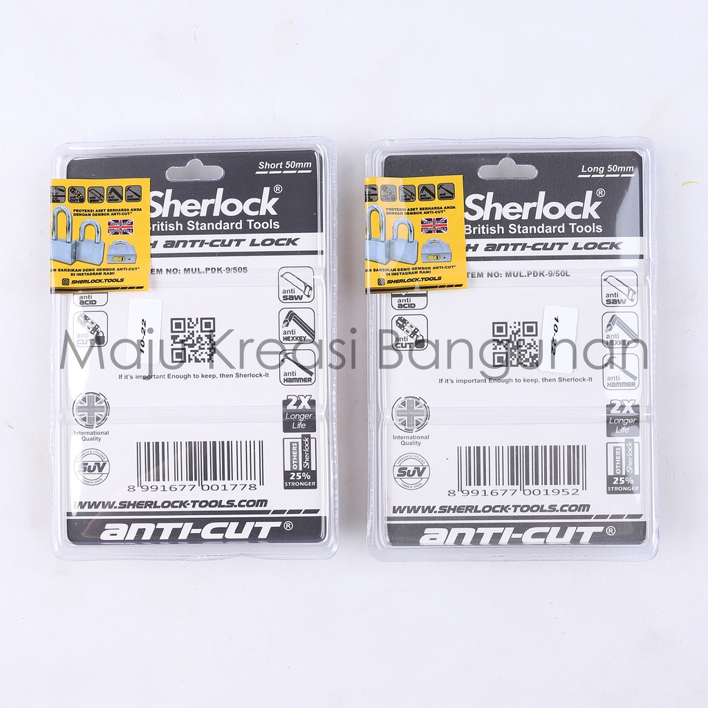 Gembok Sherlock Anti Cut Kuningan Brass 50mm Panjang Pendek Pagar Rumah Ruko Sherlock 50 mm Cairan Setan Screwdriver Hex Key Drill Hammer Saw Bor Gergaji Palu