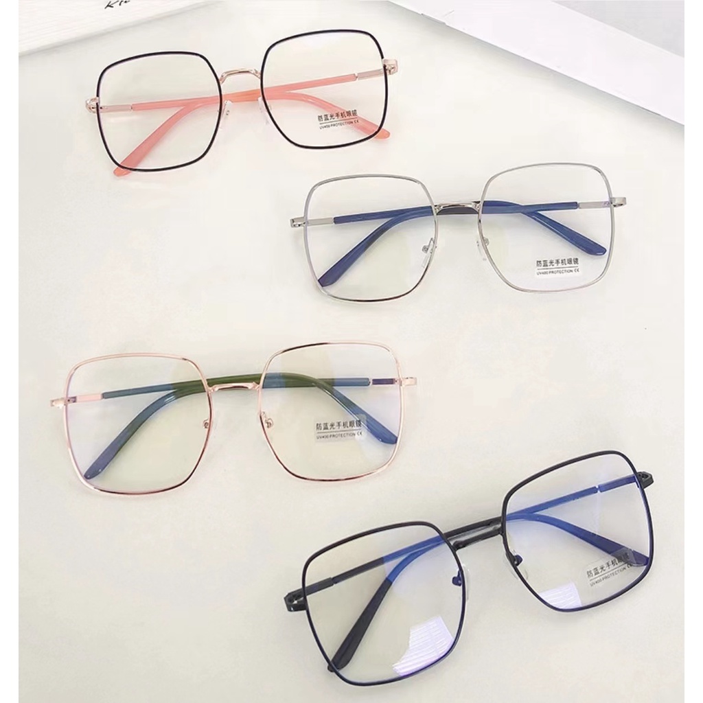 Kacamata Perlindungan Anti Radiasi BlueLight Wanita Pria Dan Wanita - Korean Square Metal Frame Eyeglasses