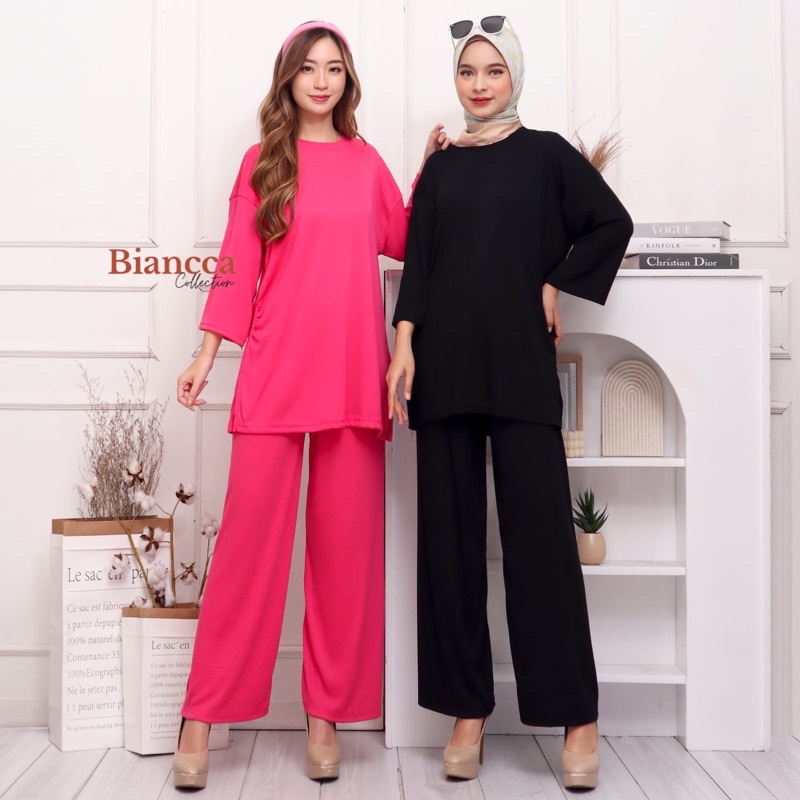 VALEN ONE SET KNIT - SET KNIT ONE SET OVERISIZE LENGAN KAOS MUSLIM