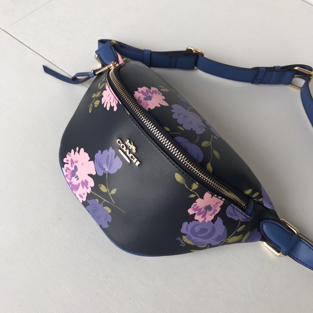 [Instant/Same Day]Coach 75702 Women's new flower waist bag chest bag shoulder bag  yaobao