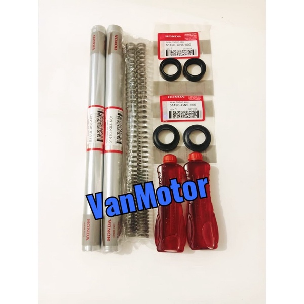 PAKET AS SHOCK SOK GENIO BEAT NEW LED ESP 2020 BEAT DELUXE DILUK HONDA K0J 1SET PER SEAL OIL  2pcs AS SHOCK 2pcs PER SHOCK 2pcs SEAL ABU 2pcs SEAL SHOCK 2pcs OIL SHOCK