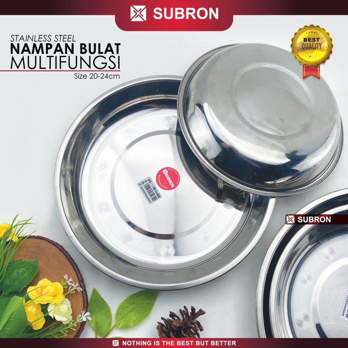 Nampan Bulat Baki Stainless Multifungsi 20cm 22cm 24cm 26cm - SUBRON