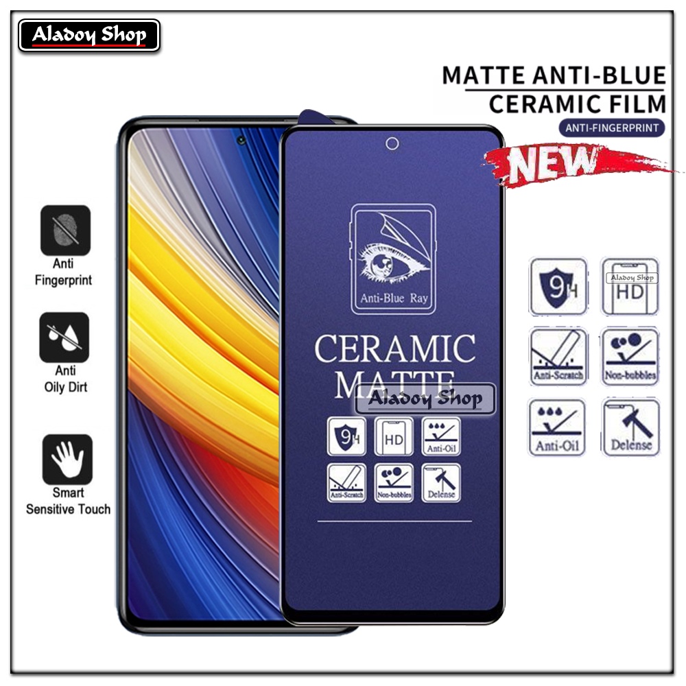 PAKET 3IN1 Anti Gores Blue Matte Anti Glare Xiaomi Poco X3/X3 Pro/x3 NFC + Tempered Glass Camera dan Skin Carbon