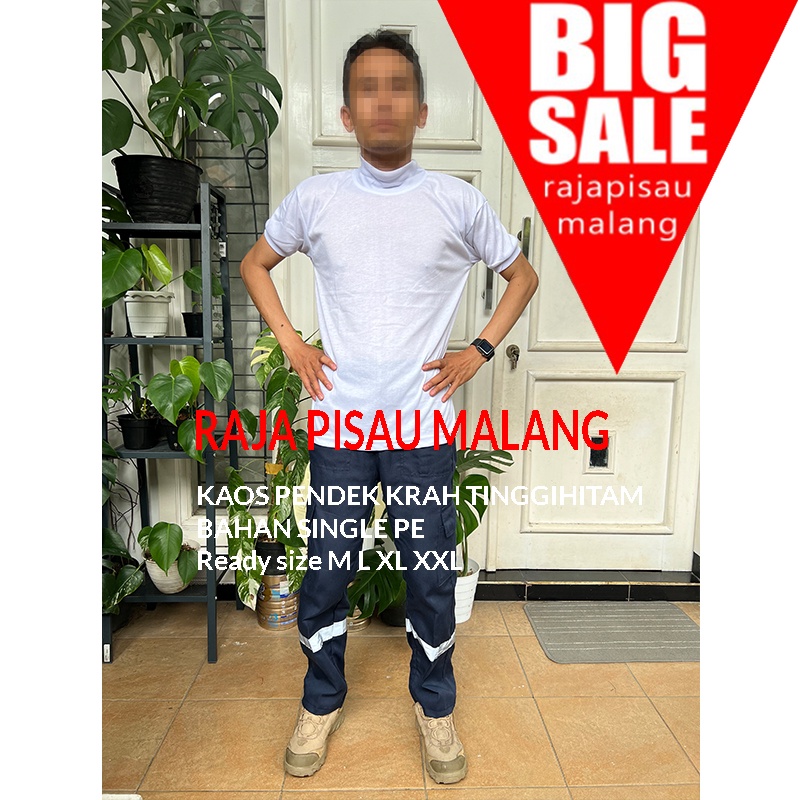 Kaos Krah Tinggi Putih Hitam Biru Dongker