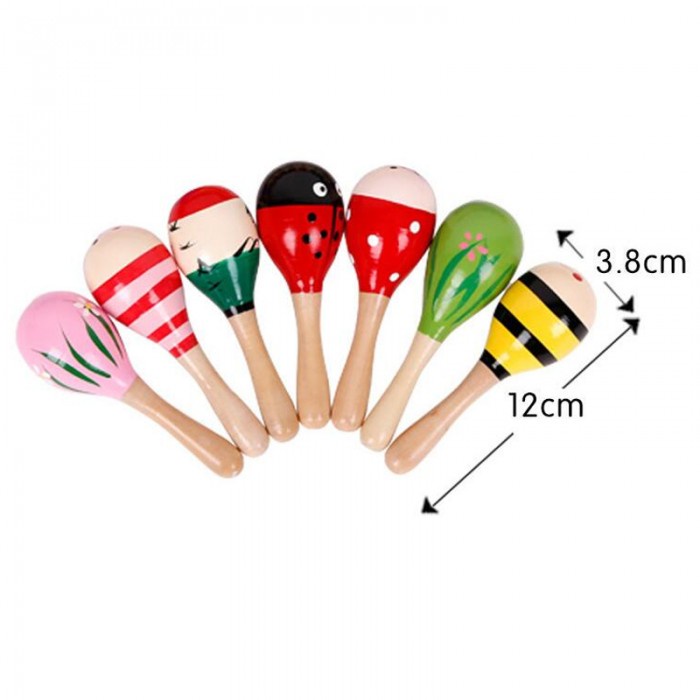 MAINAN MUSIK BAYI MARACAS BABY STIK KERINCINGAN RATTLE MARAKAS KAYU WOODEN TOYS RATTLE STICK