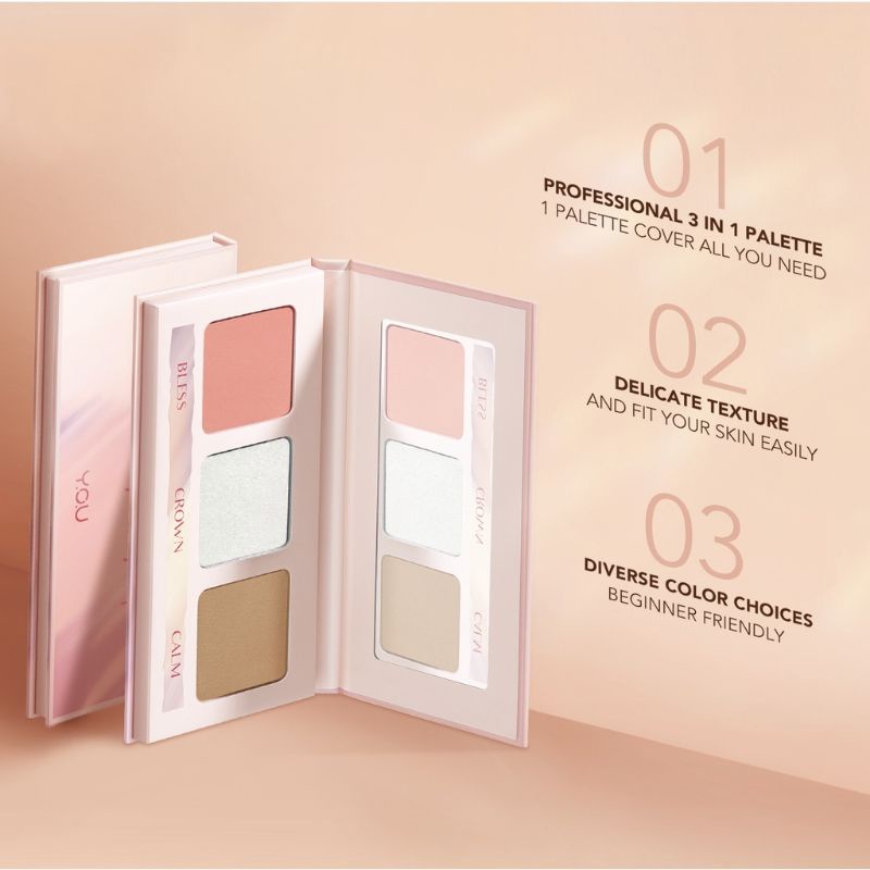 YOU 3 in 1 Sparkling Face Pallet For 3D Radiant Look