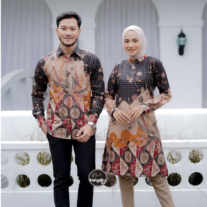 Batik Couple Modern Atasan Tunik Batik Kerja Wanita Kantor Baju Batik Wanita Dan Pria Batik Seragam M L XL XXL