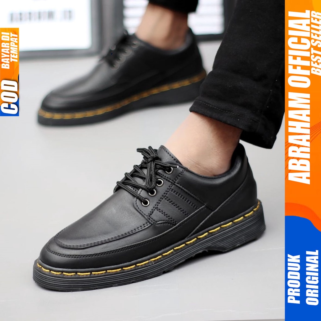 Sepatu Formal Kerja Pantofel Pria Docmart Low Boots Hitam Abraham WENLY