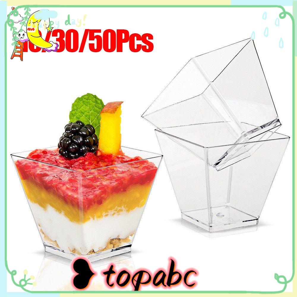 Top 60ml 10/30/50pcs Dessert Cup DIY Transparan Trapesium Wadah Perlengkapan Pesta Mousses