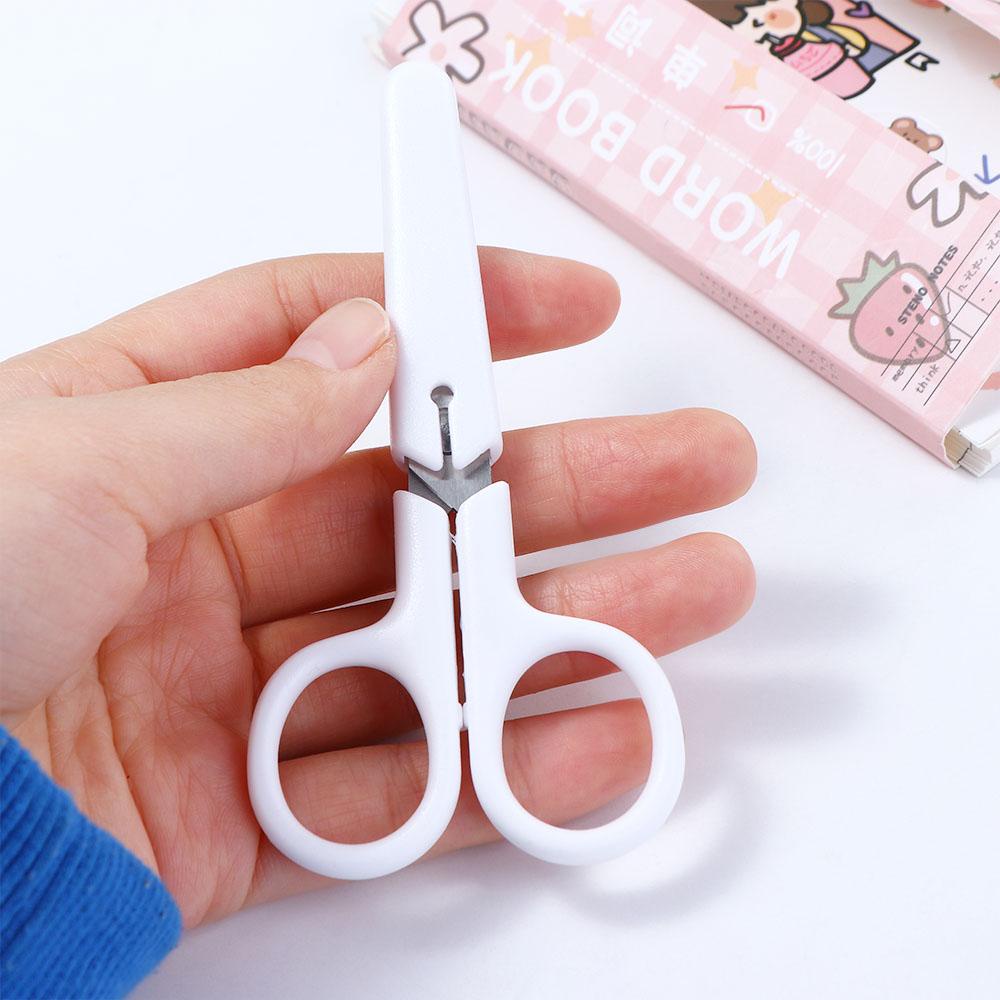 Lanfy Scissor Portable Safety Mini Untuk Kertas Dengan Penutup Siswa Gunting Mungil Putih