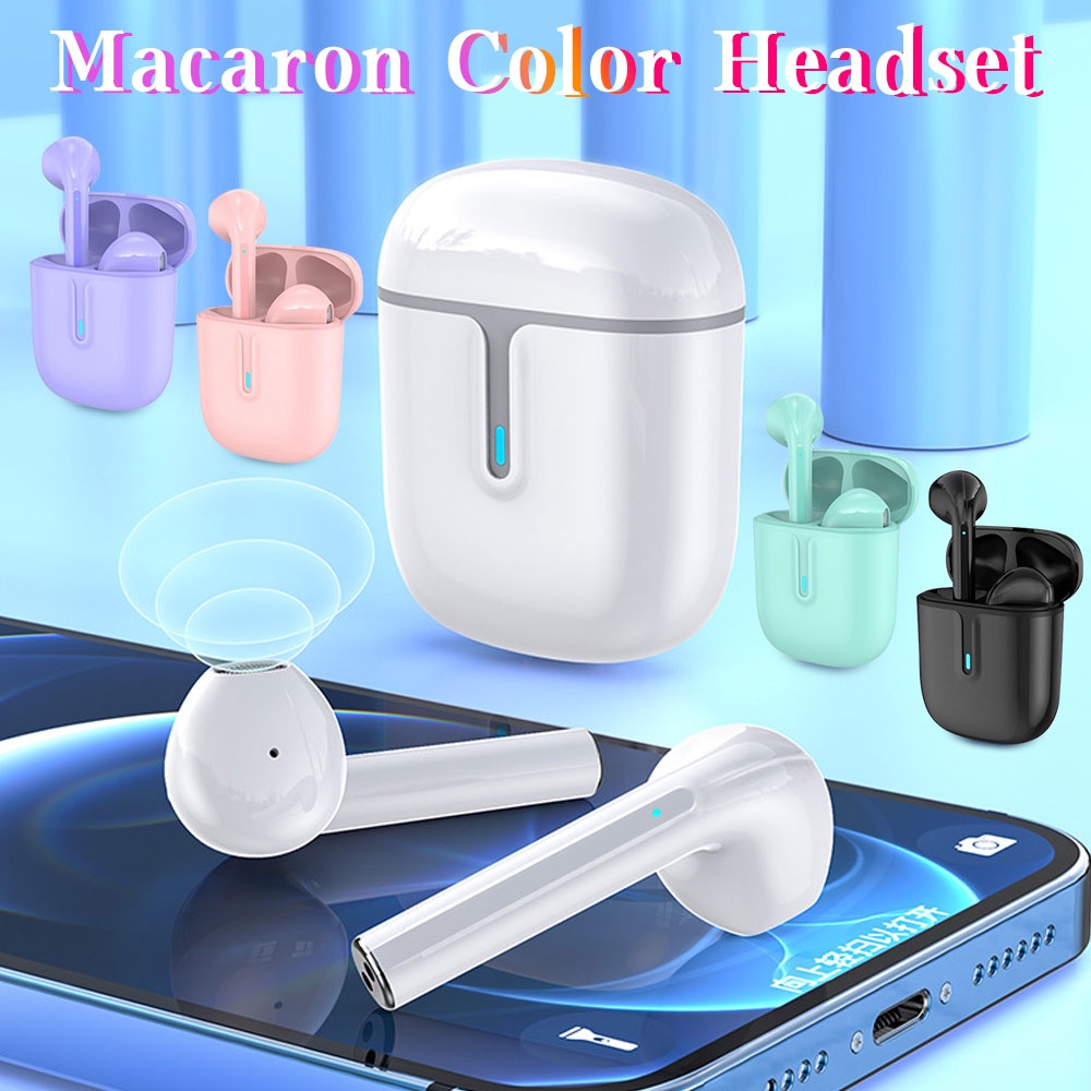 Macaron 5 Color Headset Bluetooth TWS Waterproof 9D HiFi Bass Headphone Karakter airpods Earphone Gaming Wireless earphone