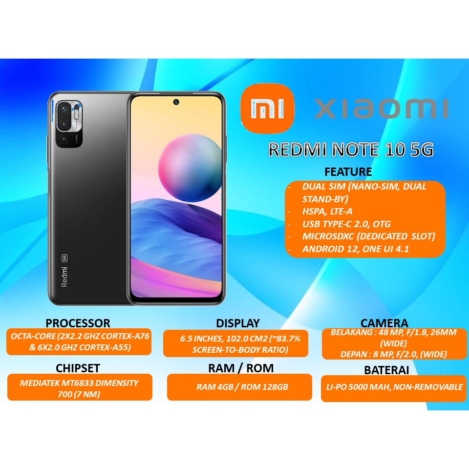 XIAOMI NOTE 10 5G 4GB 128GB GRAY GARANSI RESMI