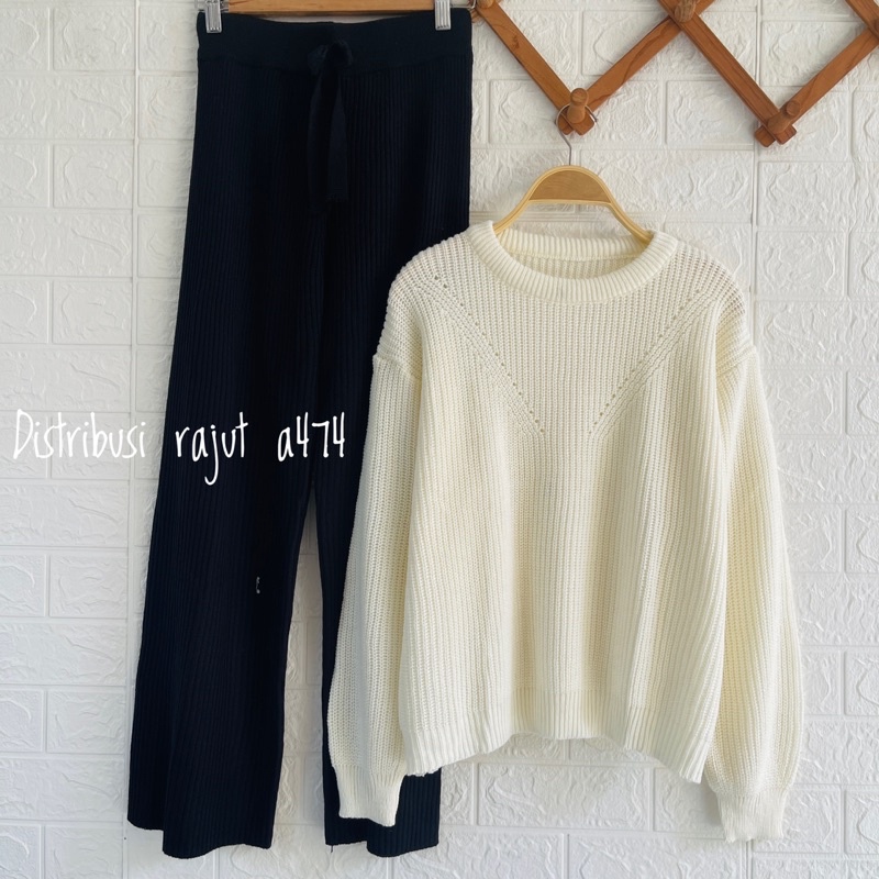 ONESET SWETER RAJUT DINAR OVERSIZE SETELAN KULOT RAJUT