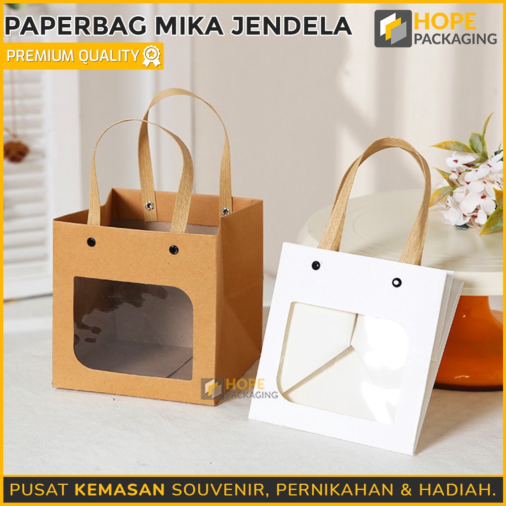 ( 1 Pcs / Harga ) Paperbag Mika Jendela / Ulang tahun / tas paper bag polos souvenir wedding / lebaran / ultah party