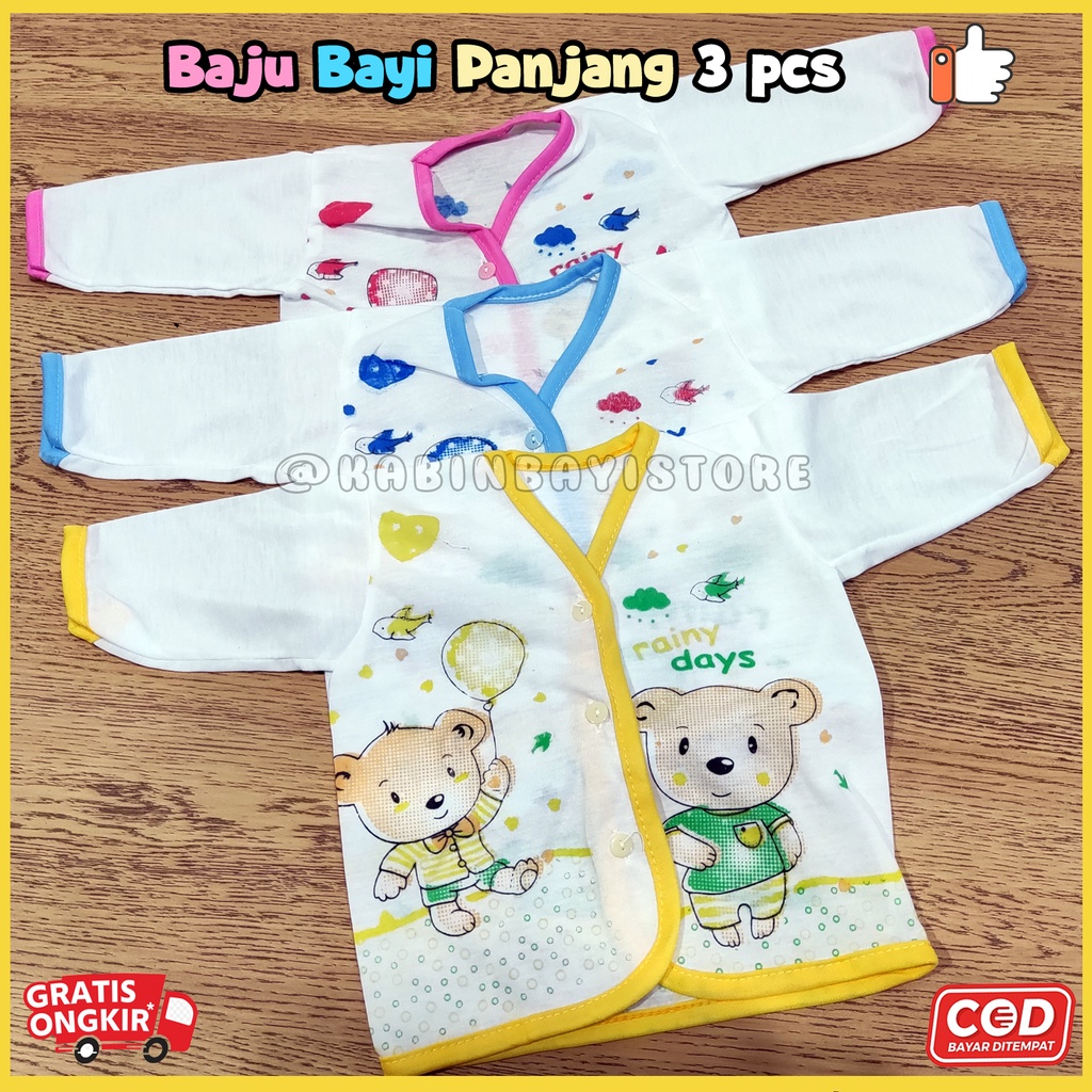 3 Pcs Baju Bayi Lengan Panjang - Baju Panjang Newborn Karakter