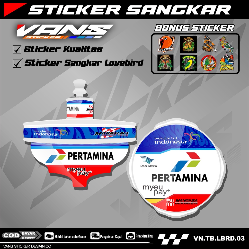 Stiker Decal Sangkar Lovebird Model Batman, Stiker Tebok Lovebird Desain Pertamina 03