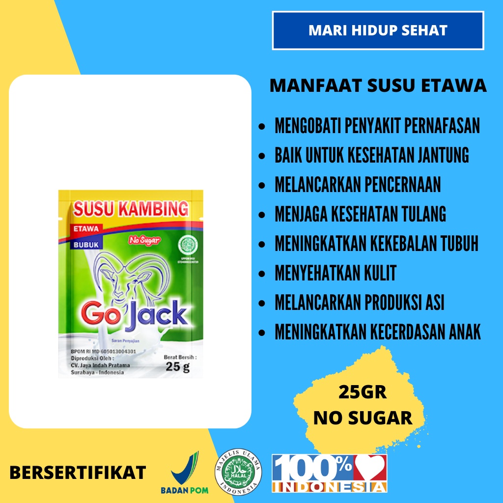 

Susu Kambing Etawa NO SUGAR 25 gram / Minimal Pembelian 5 Sachet