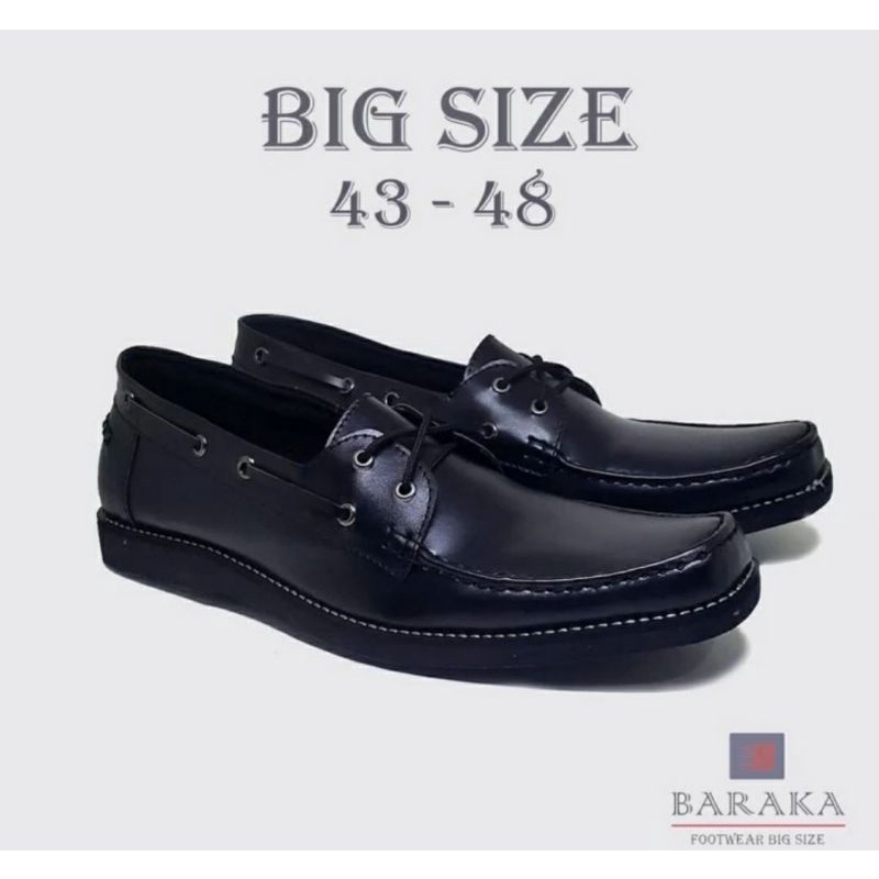 Bisa COD / Sepatu Pantofel Pria Big Size 44-48 BRK-1 Jumbo Ukuran Besar Kulit, Hitam 47