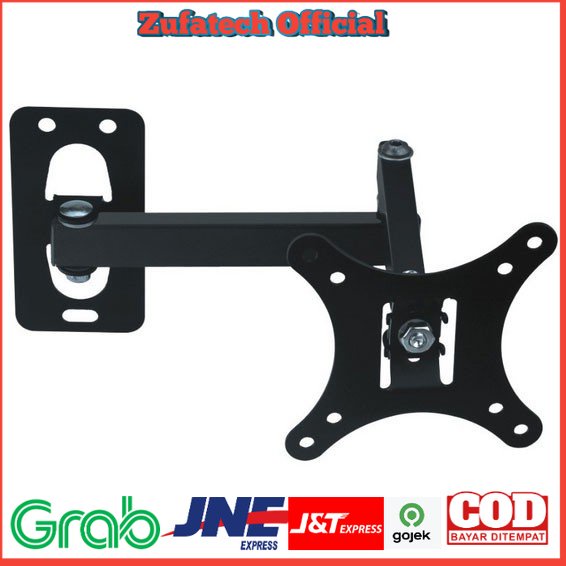 Taffware Telescopic TV Bracket 1.8m Thick 100x100 Pitch for 10-26 Inch TV - Black - 7RBV01BK