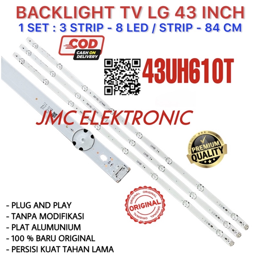 BACKLIGHT TV LED LG 43 INC 43UH610T 43UH610 43UH LAMPU BL 43IN 8K 3V