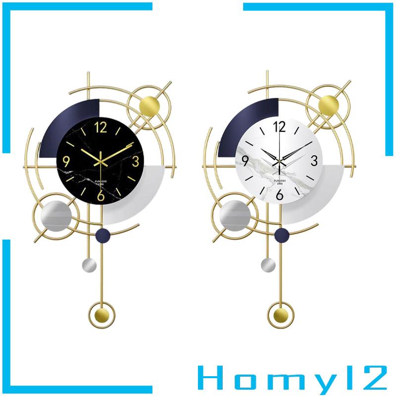 [HOMYL2] Jam Dinding Silent Dioperasikan Baterai Bahan Metal Tidak Berdetak Untuk Dekorasi Rumah Kantor