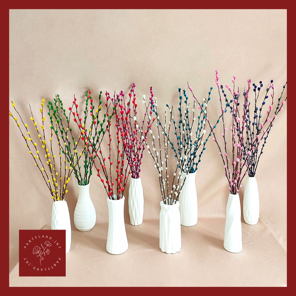 (9pcs) Dried Pussy Willow 2023 Bunga Imlek Dekorasi Chinese New Year Decoration CNY Bunga Kering Bunga Asli Dekorasi Hiasan Pajangan Imlek Dekor Pussy Willow Imlek