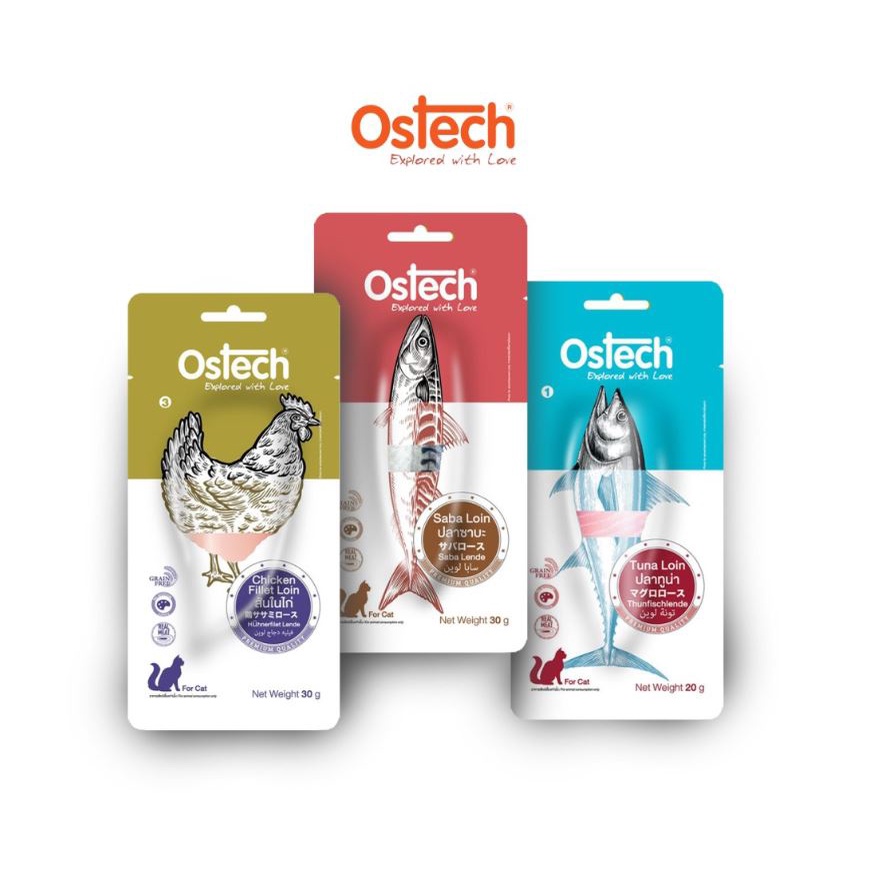 Ostech Loin 30GR Premium Cat Food Daging Asli Chicken Tuna Saba Ayam Makanan Kucing