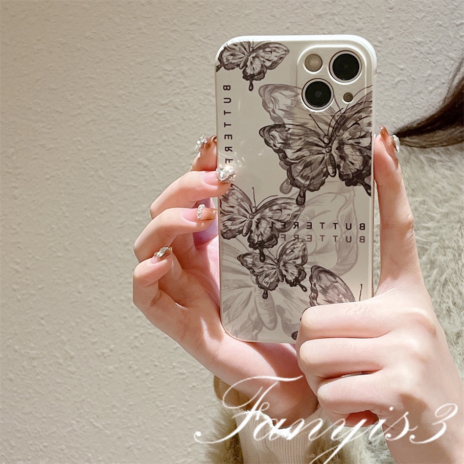 Realme C55 C35 C33 C30s C31 9i C25Y C21Y C25 C25s C21 C20 C15 C12 C11 8Pro 8i C3 5 5i 5s 6i Narzo 50A Prime 50i Hitam Putih Butterfly Casing Telepon Soft Cover Silikon