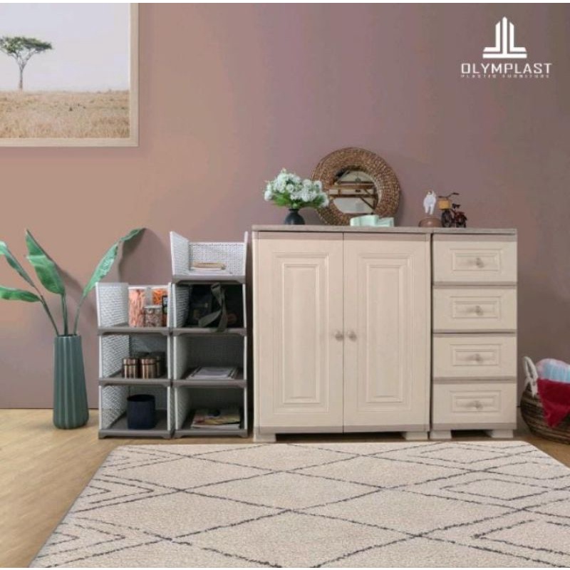 OLYMPLAST TRASFORM CABINET OTC LOCKER CREDENZA 2 PINTU SIDE TABLE LEMARI BAYI