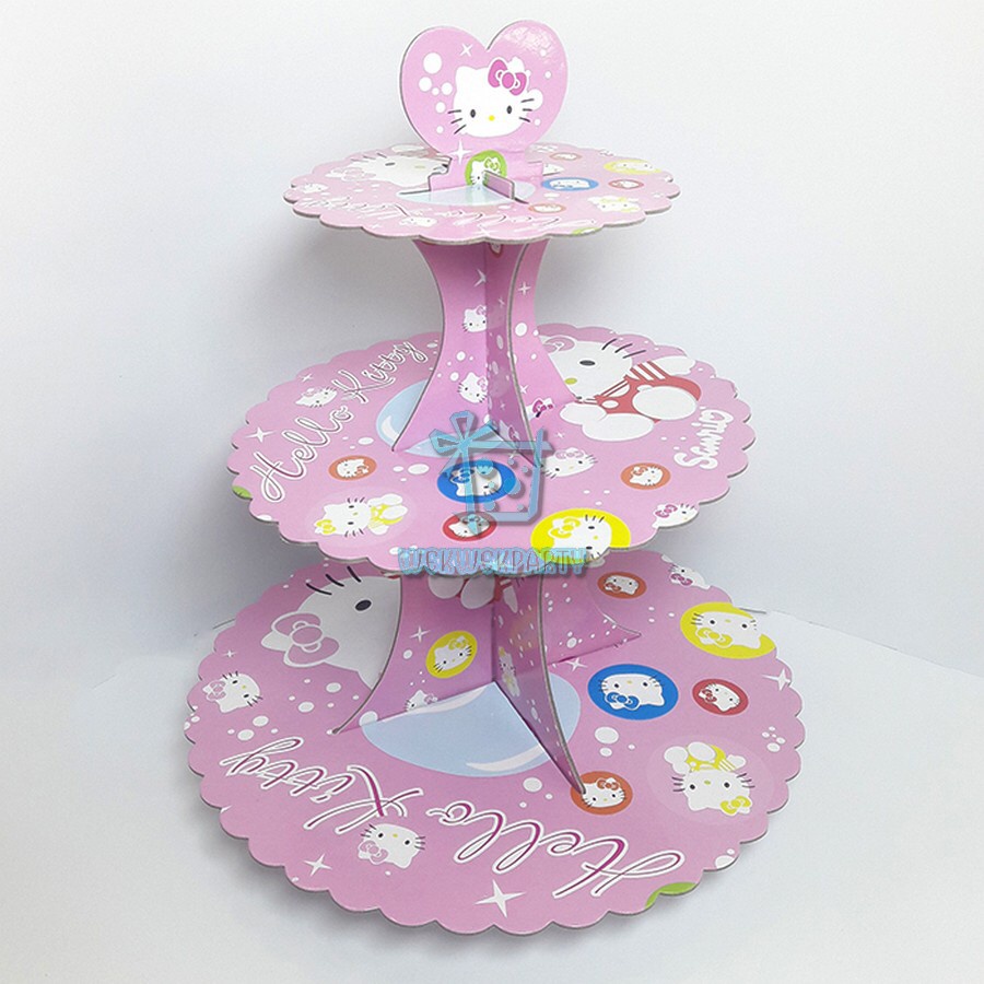 Cake Tier / Standing Cake / Tempat Kue Cup Cake Stand Karakter Frozen Baby Shark Hello Kitty