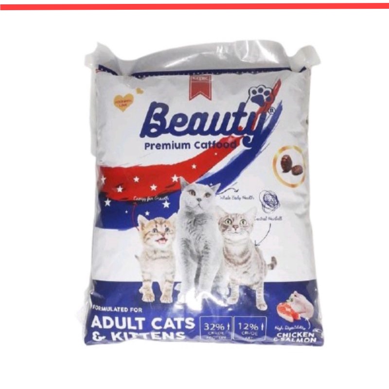 Beauty Dry Cat Food 1kg adult kitten Makanan Kering untuk induk dan anak kucing