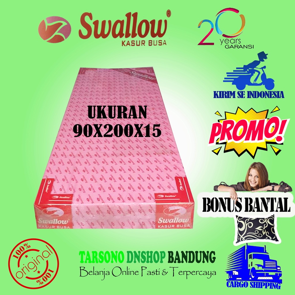 Kasur Busa Swallow No. 4 Ukuran 90x200x15 BONUS BANTAL Tarsono Dnshop Bandung