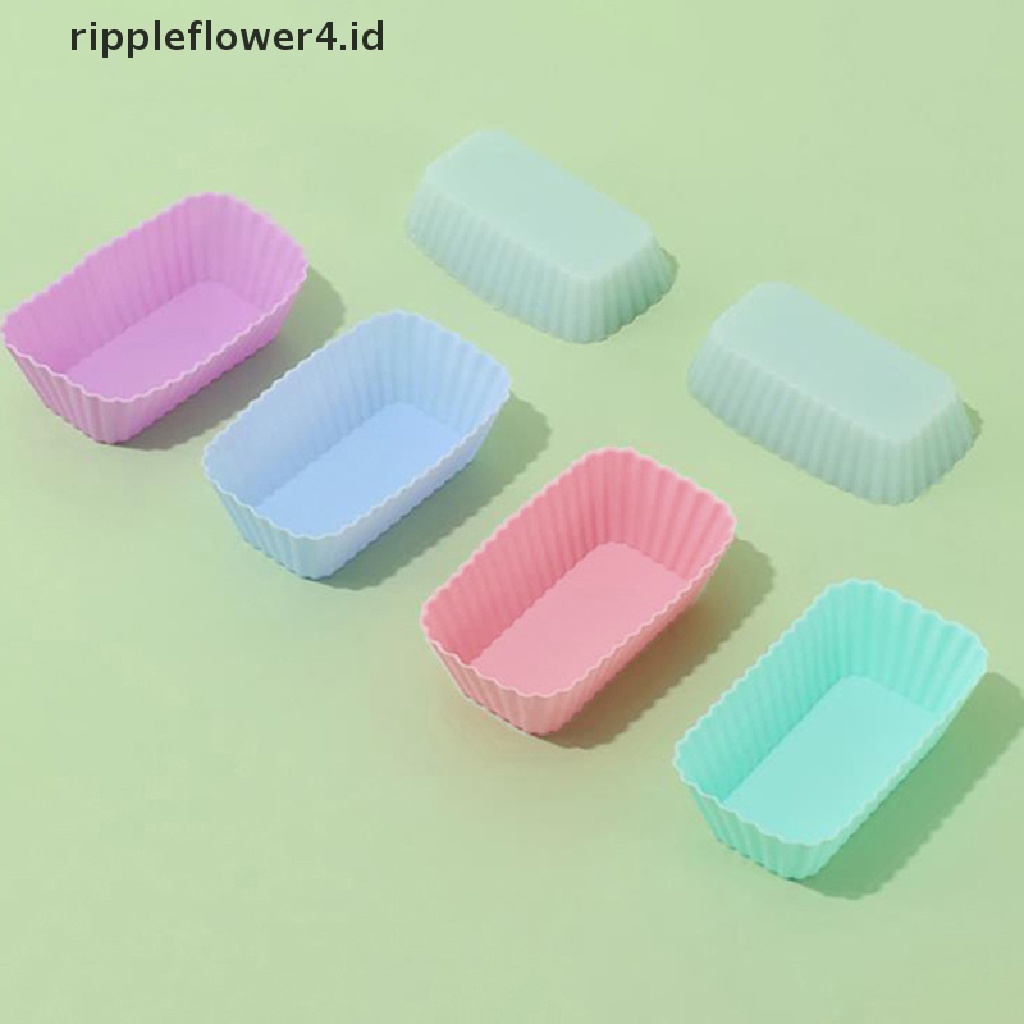 {rippleflower4.id} 5pcs Cetakan Kue Silikon Cetakan Muffin Cup Cake Persegi Panjang Cetakan Kue Kering Dapur~