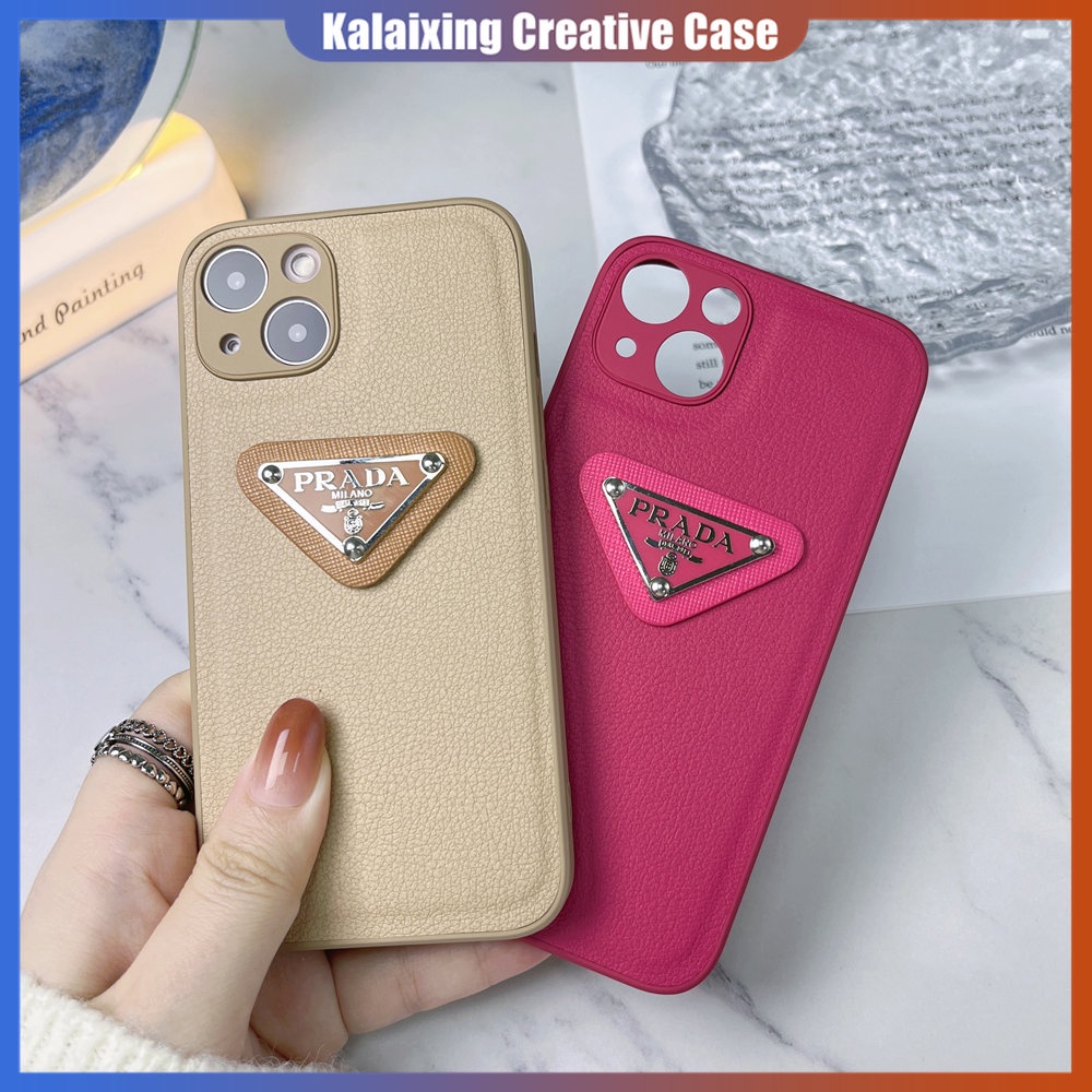 Casing Handphone Bahan Kulit Untuk iPhone 14 Pro Max14 Plus 13ProMax 12 ProMax 11Pro X Xr Xs Max Hard Prada Case Back Cover