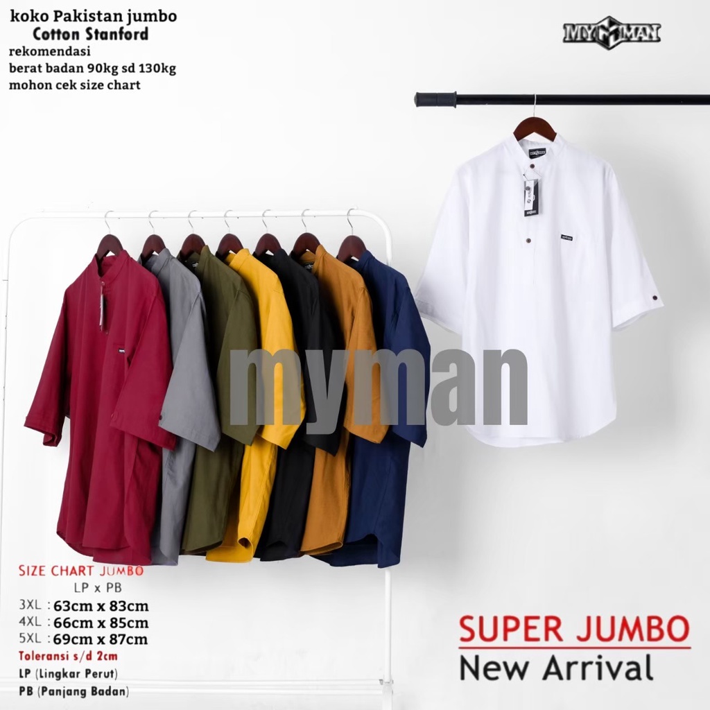 MY MAN kemeja koko pria lengan 3/4 koko pakistan jumbo pria koko kurta pakistan baju koko lengan tiga perempat baju koko pria lengan tiga perempat baju kurta pria bigsize Biru Dongker KKBZ108