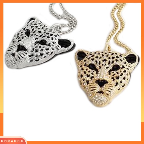 [WONE] Fashion Retro Vintage Keren Berongga Leopard Kepala Liontin Kalung Perhiasan Unisex