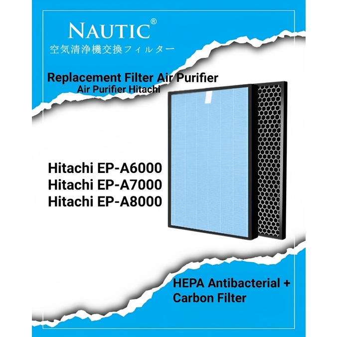 NAUTIC - Filter Debu/Dust Filter Air Purifier Hitachi EPA-7000 EPA-8000 EPA6000 Replacement Filter Air Purifier EP-A6000 EP-A7000 EP-A8000 Filter Pemberih Udara Hitachi EP A700 EP A6000 EP A8000